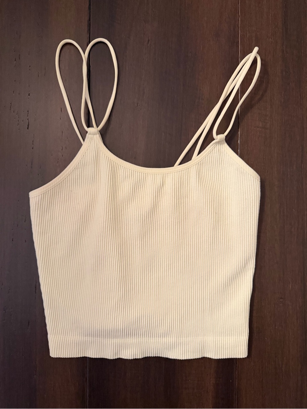 Colsie Cream Ribbed Double-Strap Cami